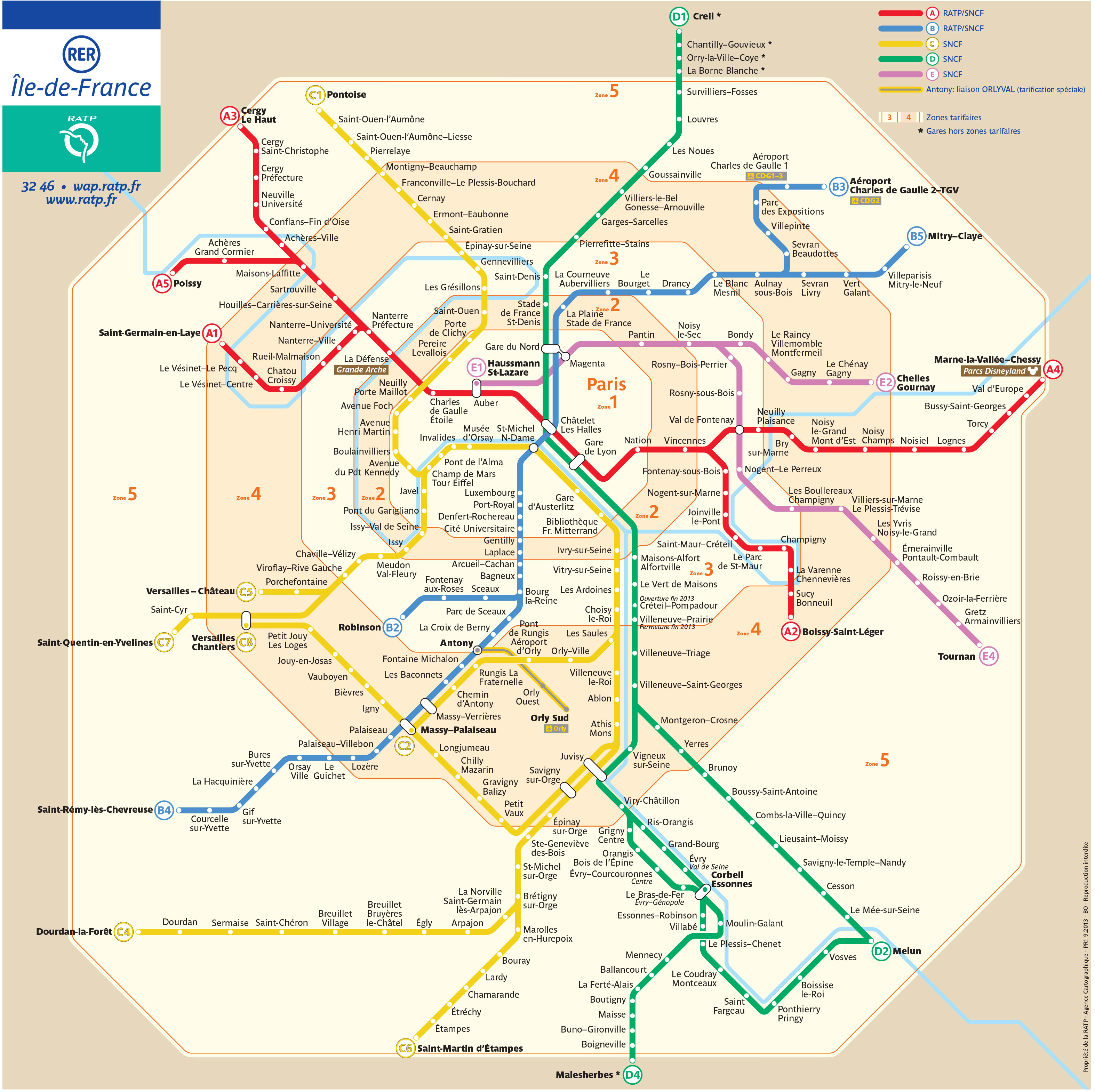 Plan du RER et Transilien de Paris