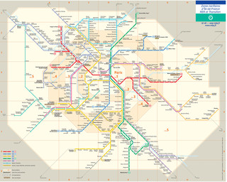 Carte du reseau de train urbain Transilien de Paris