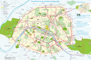 Carte des pistes cyclables de Paris