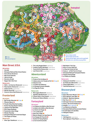 Carte de Disneyland Paris, Disney Land Paris, Eurodisney Paris, Euro Disney Paris