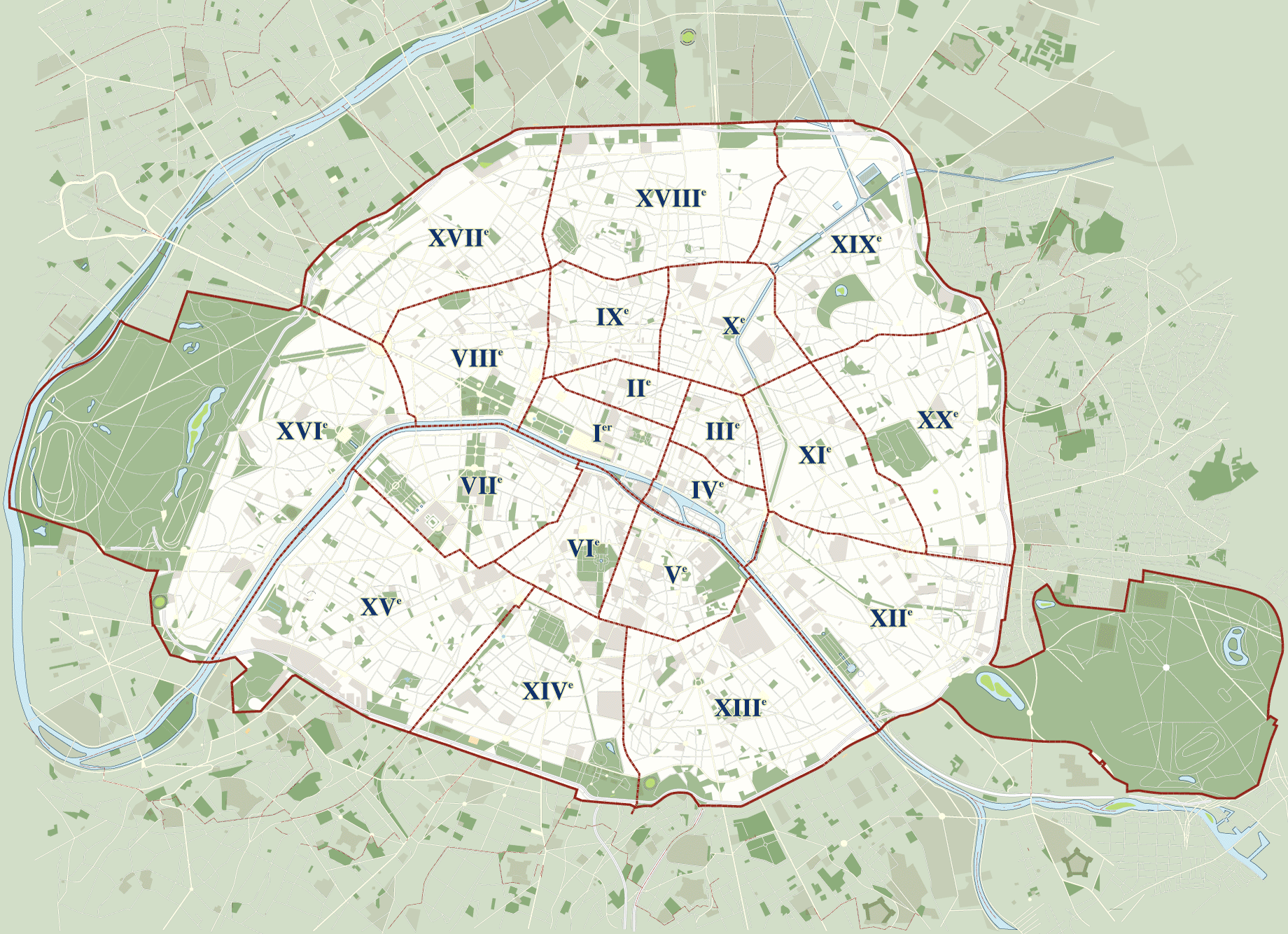 carte paris arrondissement