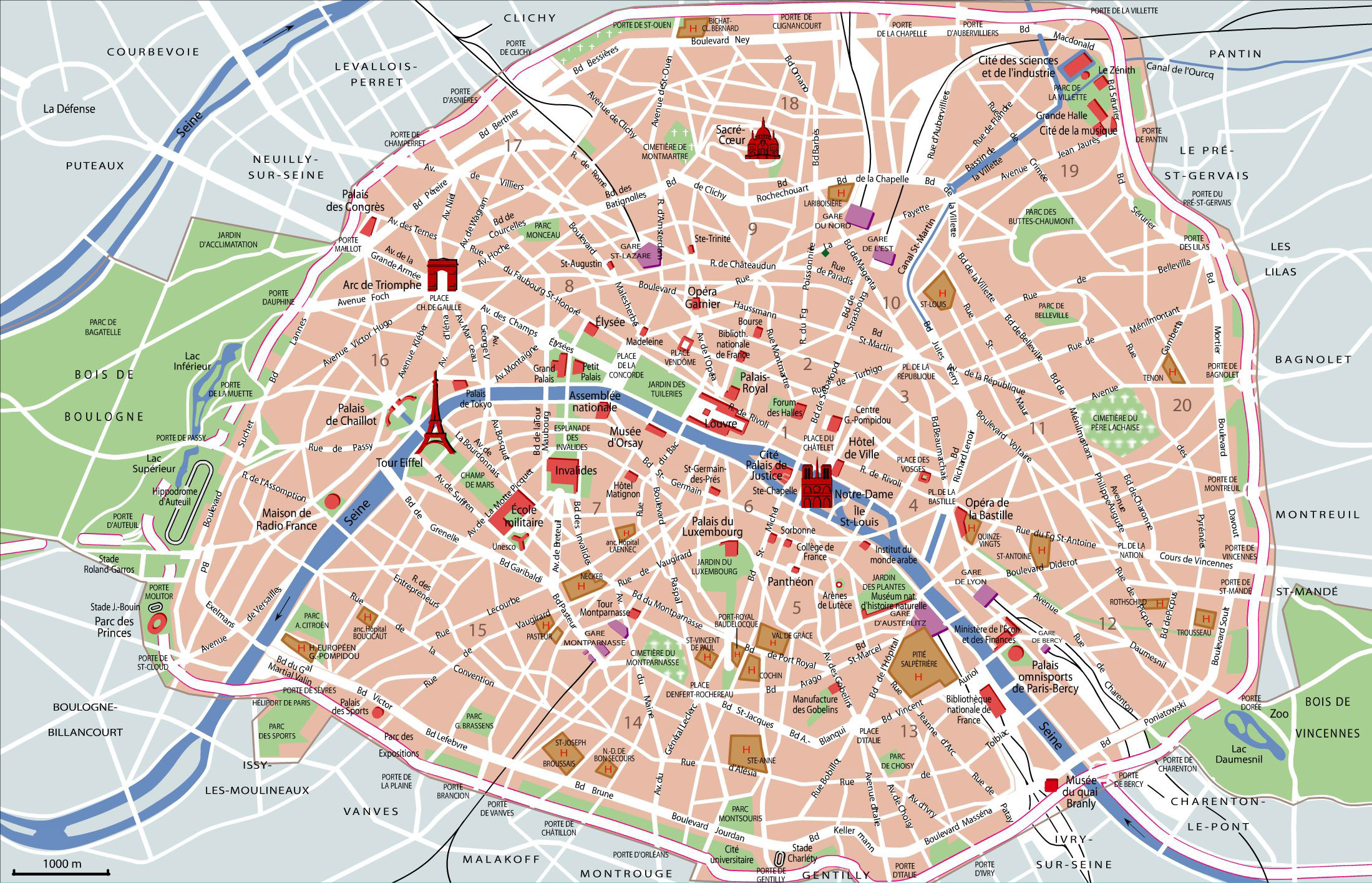 carte touristique de paris