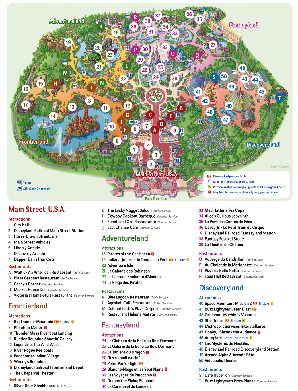 Plan et carte de Disneyland Paris et Walt Disney Studios