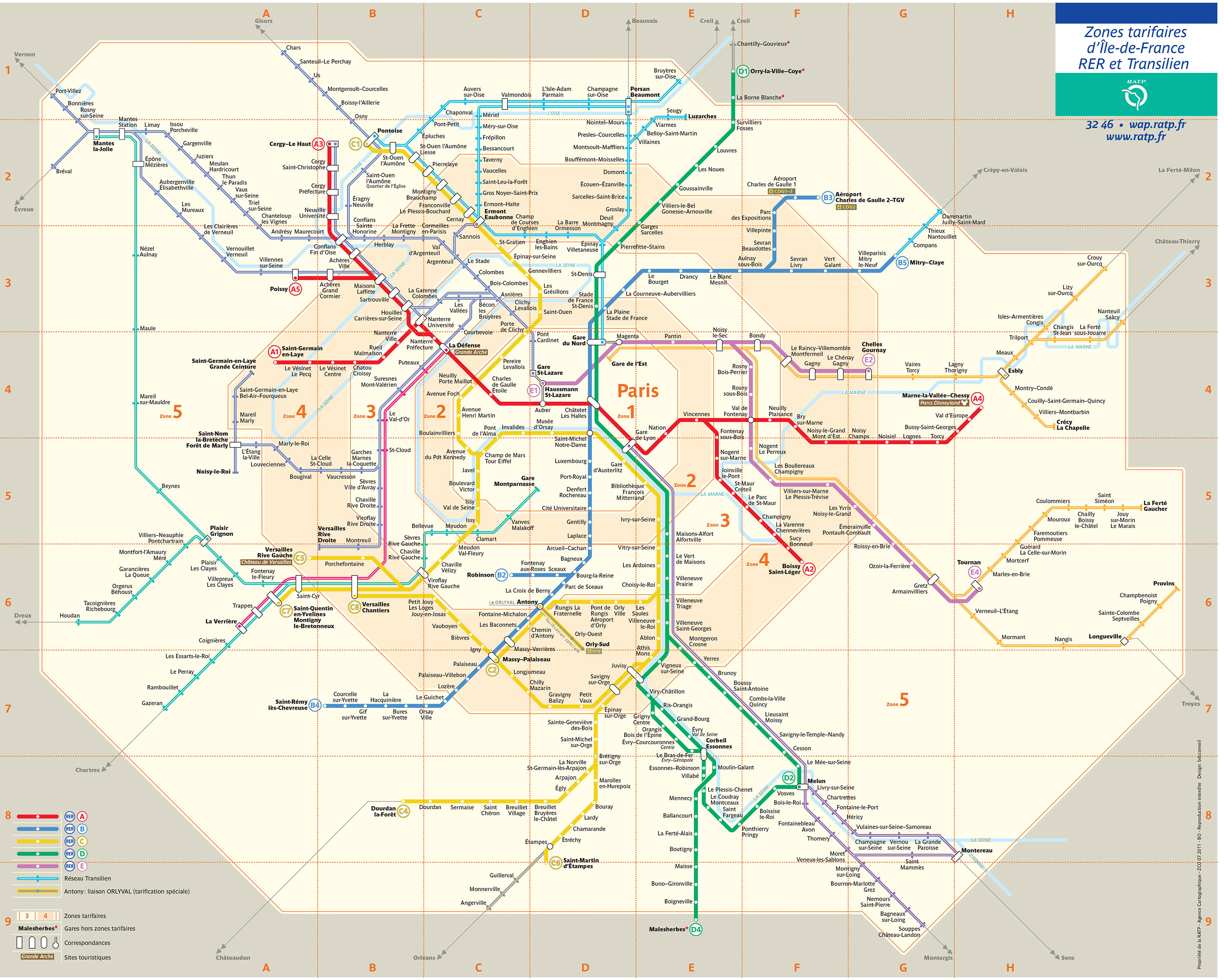 Plan et carte du RER et Transilien de Paris : stations et lignes