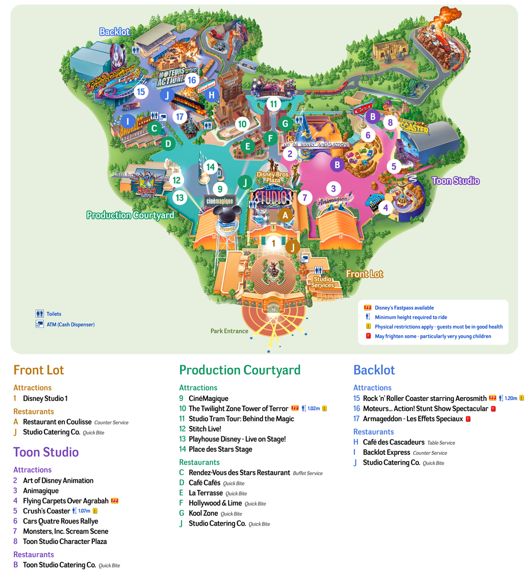 Plan et carte de Disneyland Paris et Walt Disney Studios