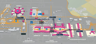 Carte du terminal et de l'aeroport Roissy Charles de Gaulle (CDG)