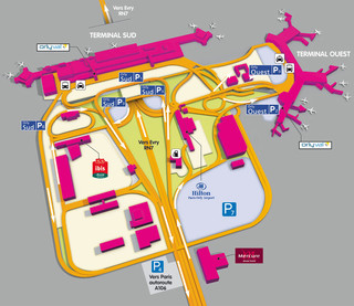 Carte du terminal et de l'aeroport Paris Orly (ORY)