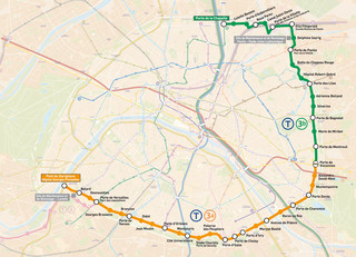 Carte du reseau de tramway de Paris