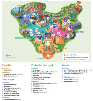 Carte du parc Walt Disney Studios de Paris