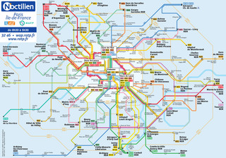 Carte du reseau de bus de nuit Noctilien de Paris