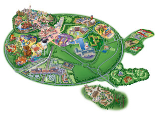 Carte du complexe Disneyland, Disney Land, Eurodisney, Euro Disney de Paris